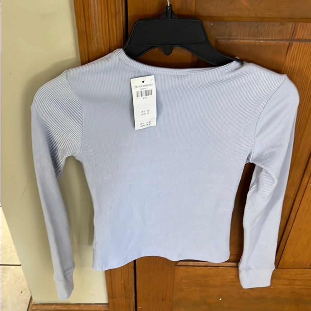 Light Blue Ribbed Long Sleeve Top - Picture 2 of 2